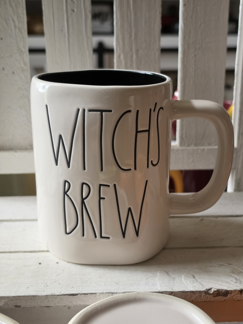 Rae Dunn Witch's Brew Ceramic Mug - White with Black Interior